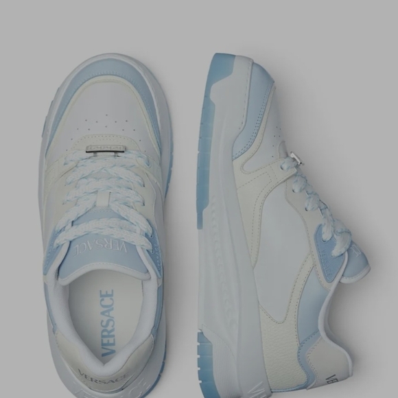 VERSACE SNEAKER VITELLO+NABUK+TESSUTO RETEBLUE HYDRANGEA+BIANCO-PAL